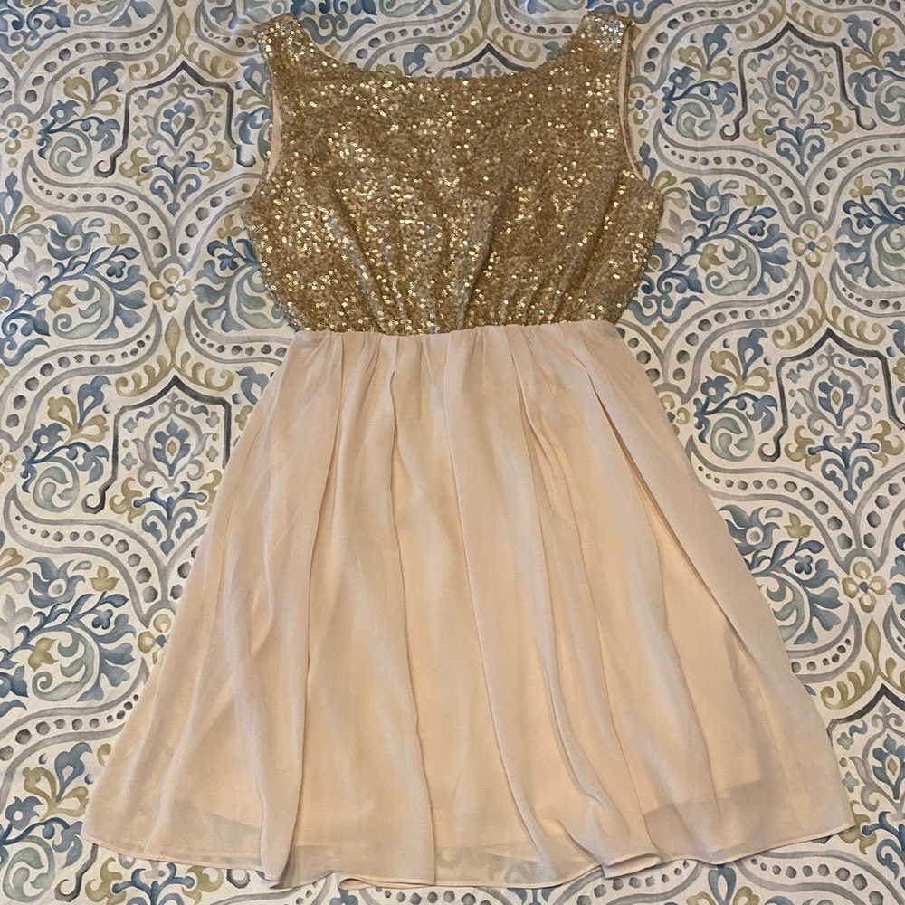 Gold sequin party dress